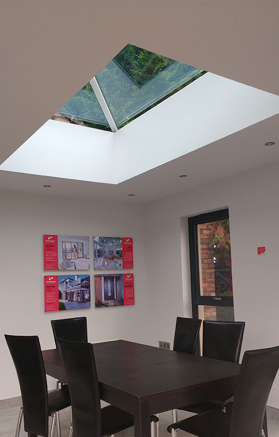 Garden room interior view and roof lantern