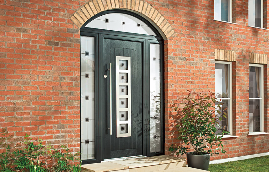 Modern black entrance composite door
