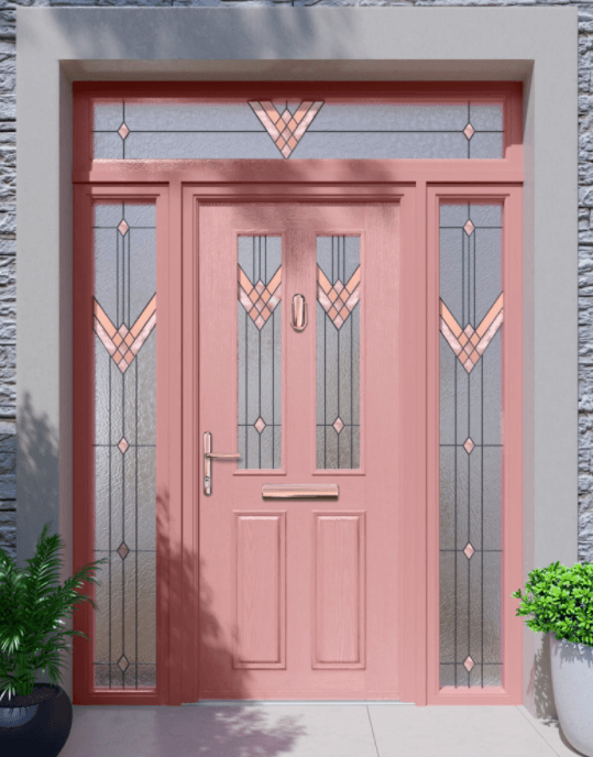 pink rose gold apeer composite front door